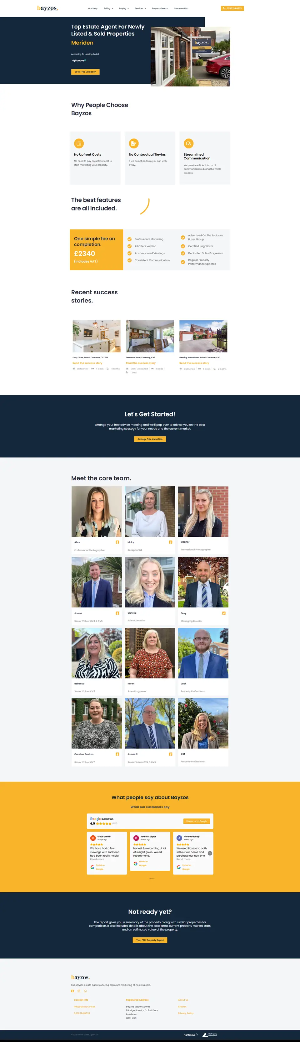 Bayzos Estate Agents website, full page