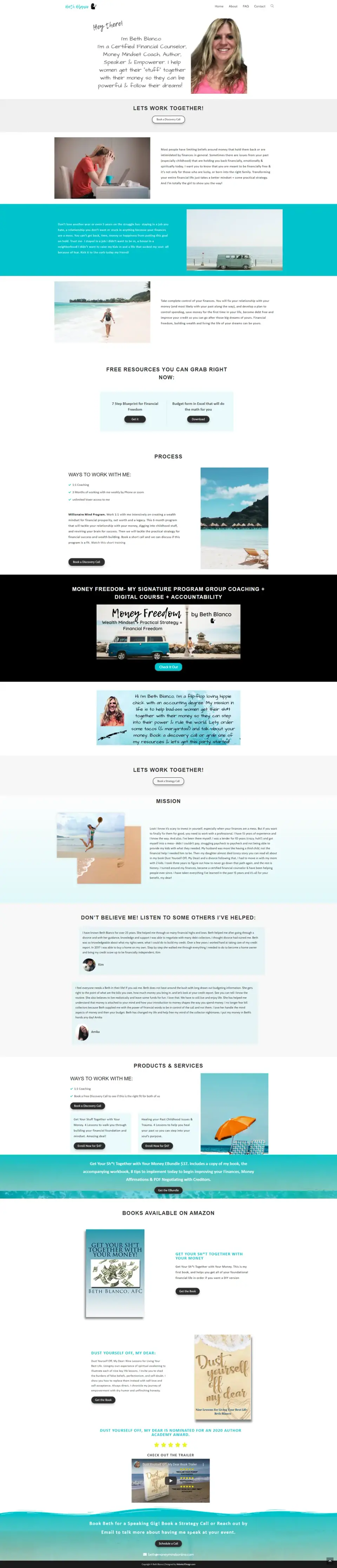 Beth Blanco website, full page