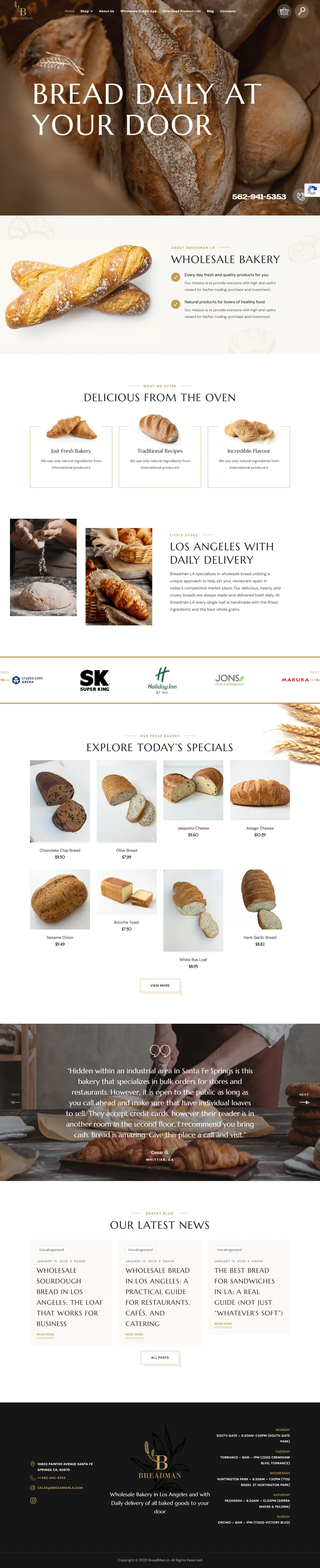 Breadman LA website, full page