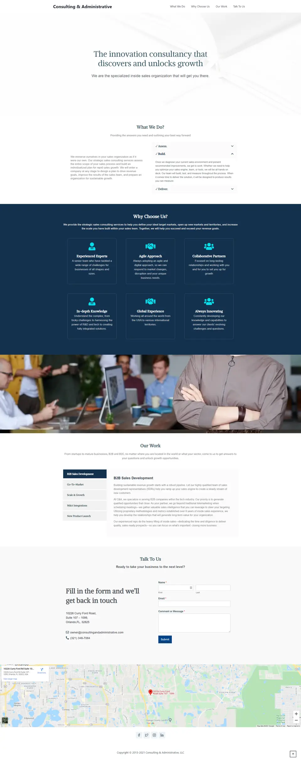 Consulting Administrative website, full page