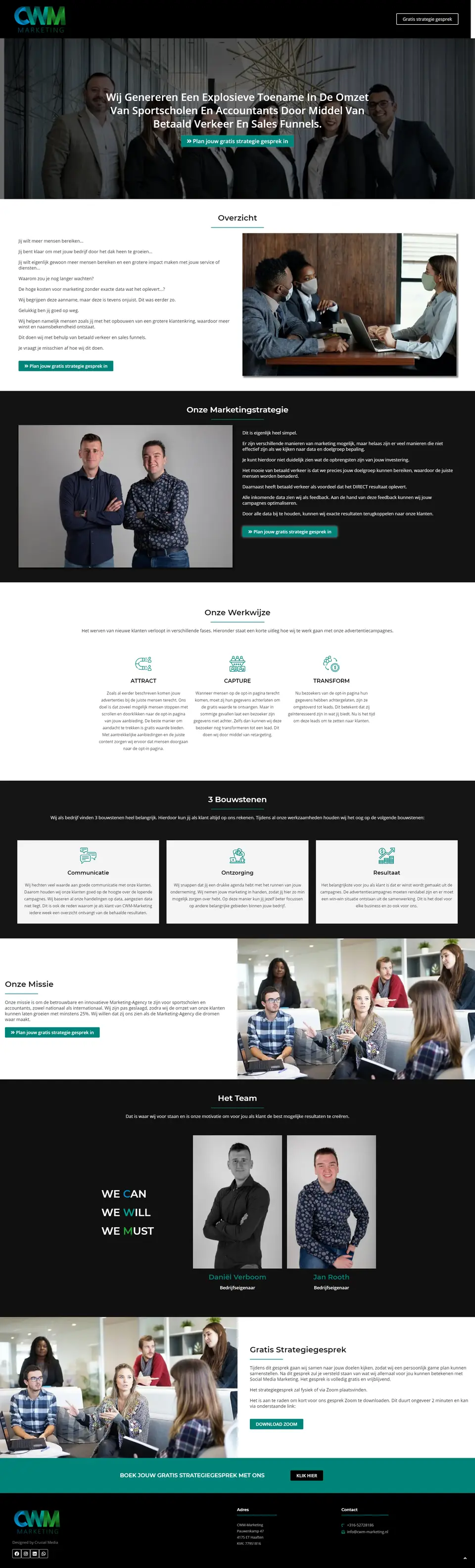 CWM Marketing website, full page