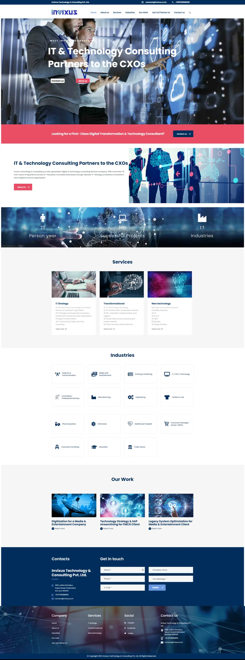 Invixus Digital website, full page