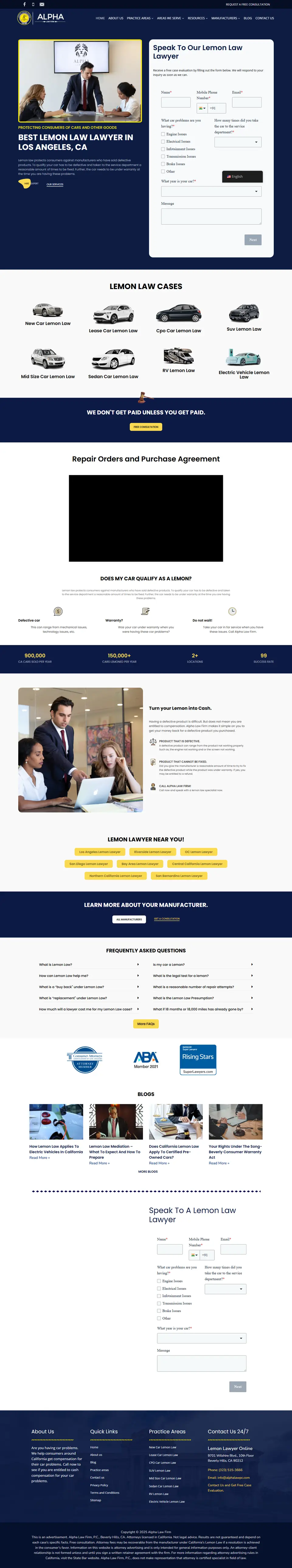 Alpha Law Firm website, full page