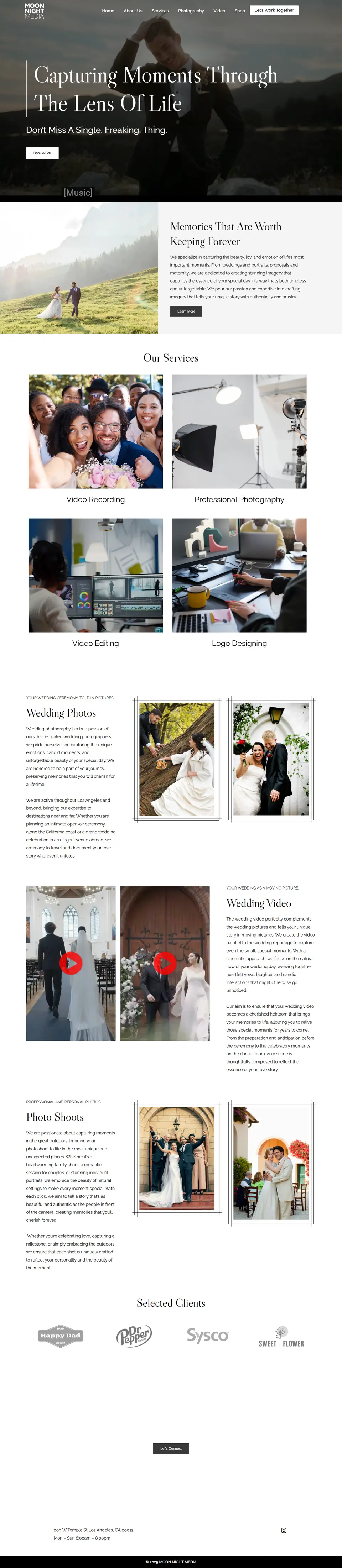 Moon Night Media website, full page