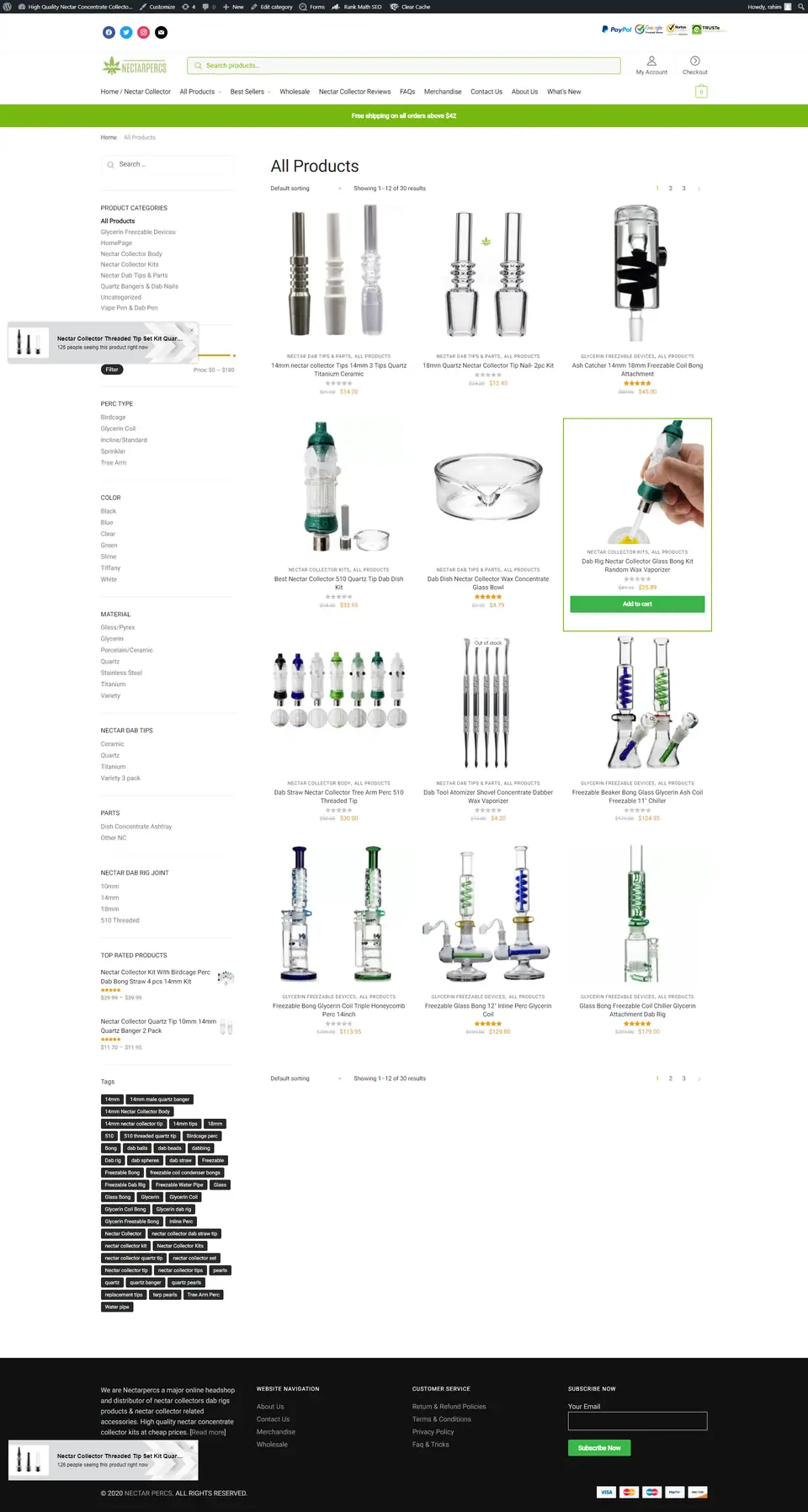 Nectar Collectors website, full page