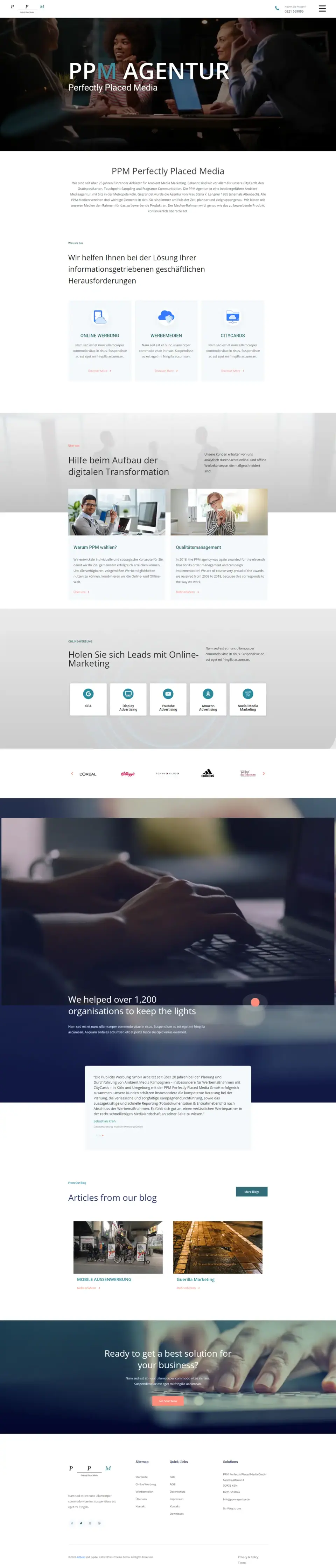 PPM Media Agentur website, full page