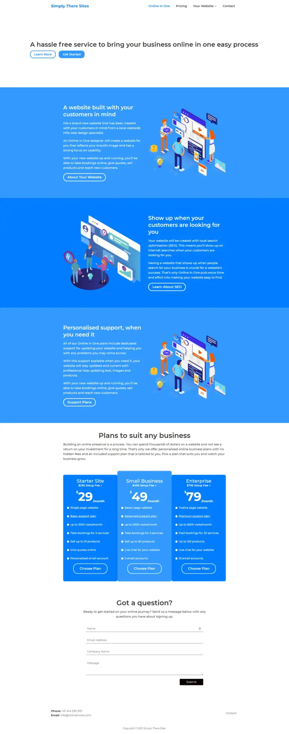Simply There Sites website, full page