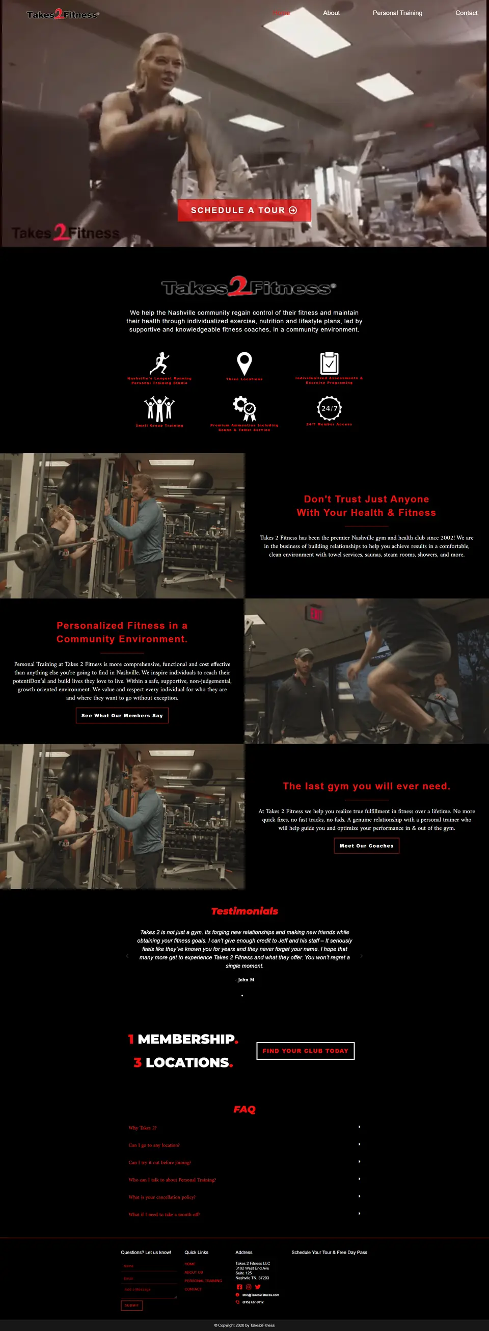 Takes 2 Fitness website, full page