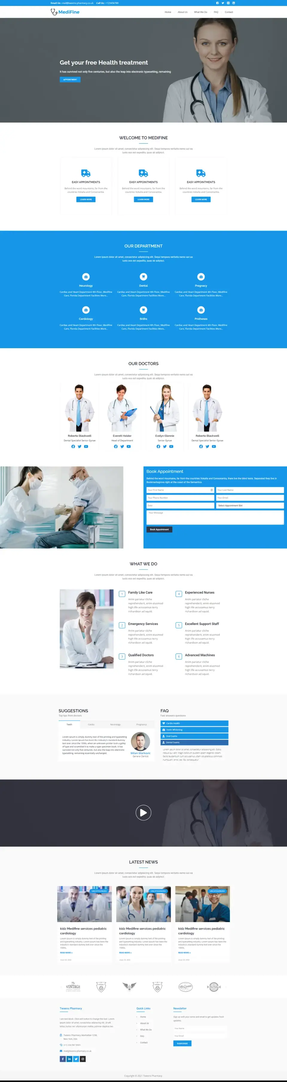Tweens Pharmacy website, full page