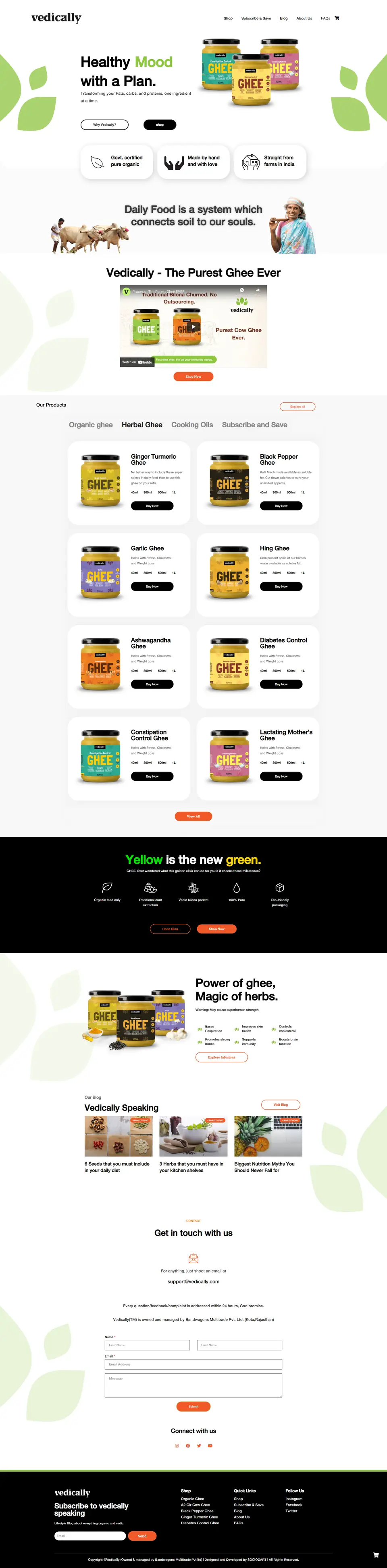 Vedically website, full page