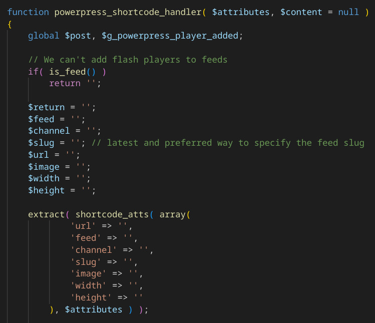 The powerpress_shortcode_handler function